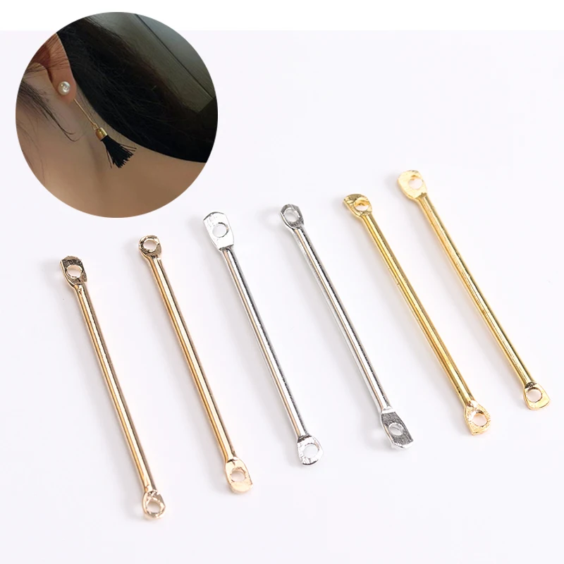 

100pcs 15 20 25 35 40mm Double Cylinder Bar Earrings Connecting Rod Metal Ear Hook Clip For Jewelry Making Earring Pins Findings