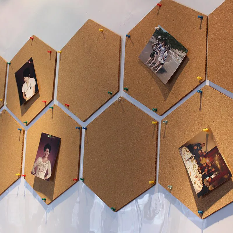 

4pcs Cork Board Muti-Functional Cork Board Self-Adhesive Office Photo Background Cork Board Hexagon Stickers For Office Home