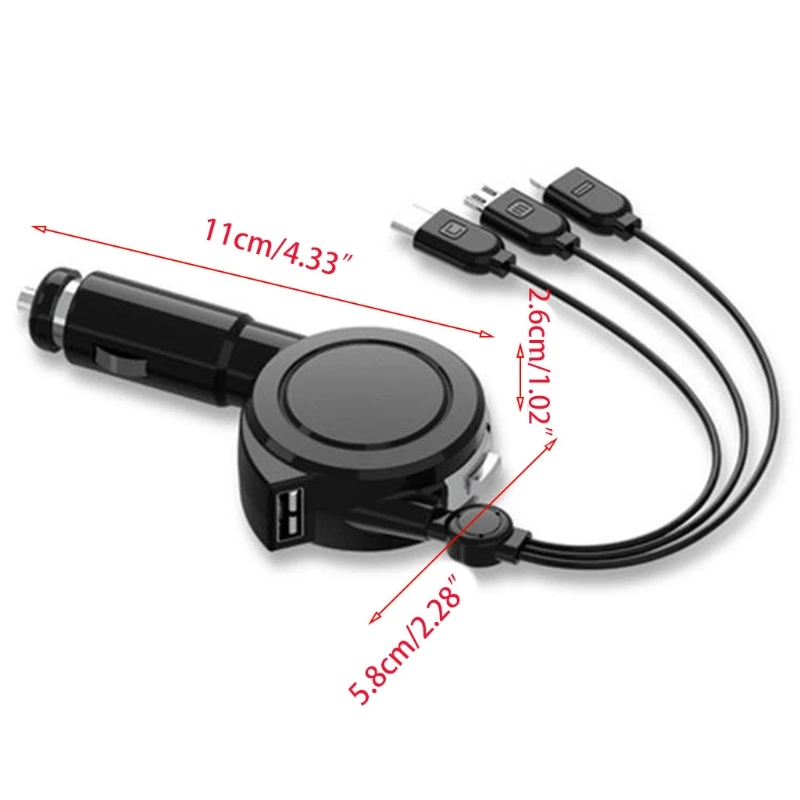 

Car Charger Quick Charge 2.4A 3 in 1 Adapter Compatible for Phone 45BA