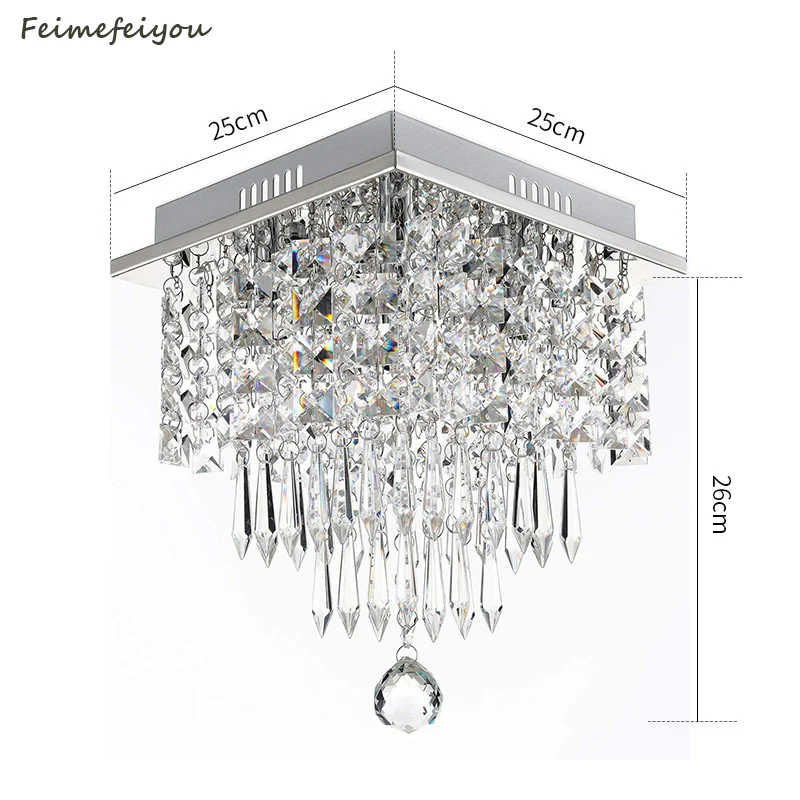 

New Nordic Modern Square Crystal Ceiling Lamp Explosion Type Crystal Light Bedroom Living Room Chandelier Fixtures Home Decor