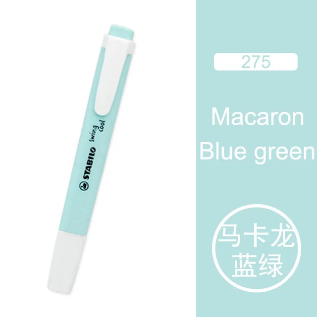 Macaron Blue-green Stabilo кристаллический стержень PP материал хайлайтер 1 шт. SwingCool 275 не токсичный маркер ручка для офиса/студента с маркером - Цвет: Macaron Blue-green