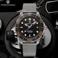 pagani design 2022 top brand new mesh belt 007 retro automatic watches nh35a men curved sapphire glass mechanical wristwatches