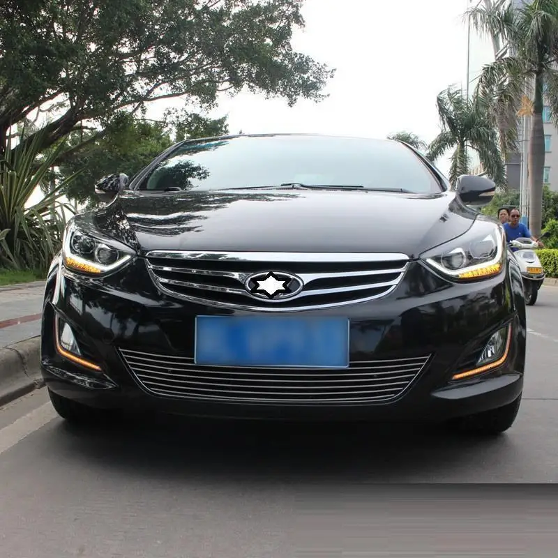 Drl Automovil автозапчасти Cob Стайлинг светодиодные дневные ходовые боковые поворотники фары автомобильные фары в сборе для hyundai Elantra