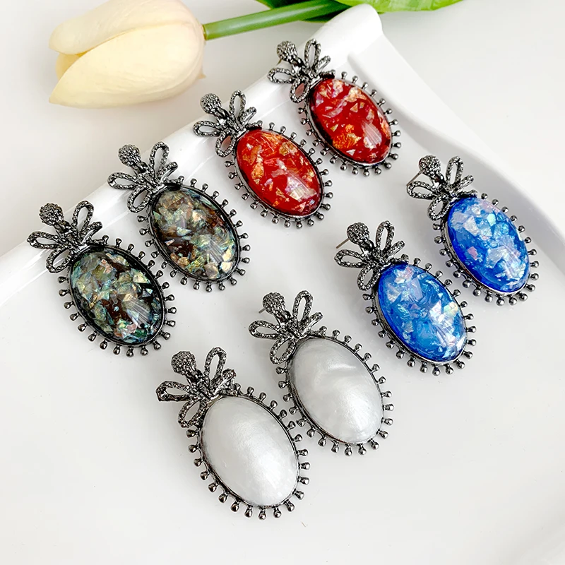 Стразы овальные серьги подвески из красной смолы для женщин модные ювелирные