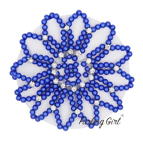 Royal Blue Пушистая девочка 1 шт. ручная работа крючком жемчужные эластичные сети для волос балетный танцевальный снуд сетка для волос пучок покрывает орнамент для женщин - Цвет: Royal Blue
