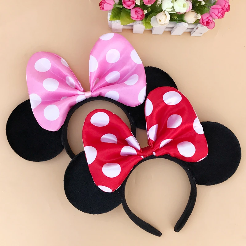 Navidad Mickey повязка на голову качественная блестящая с Минни черные ушки женские