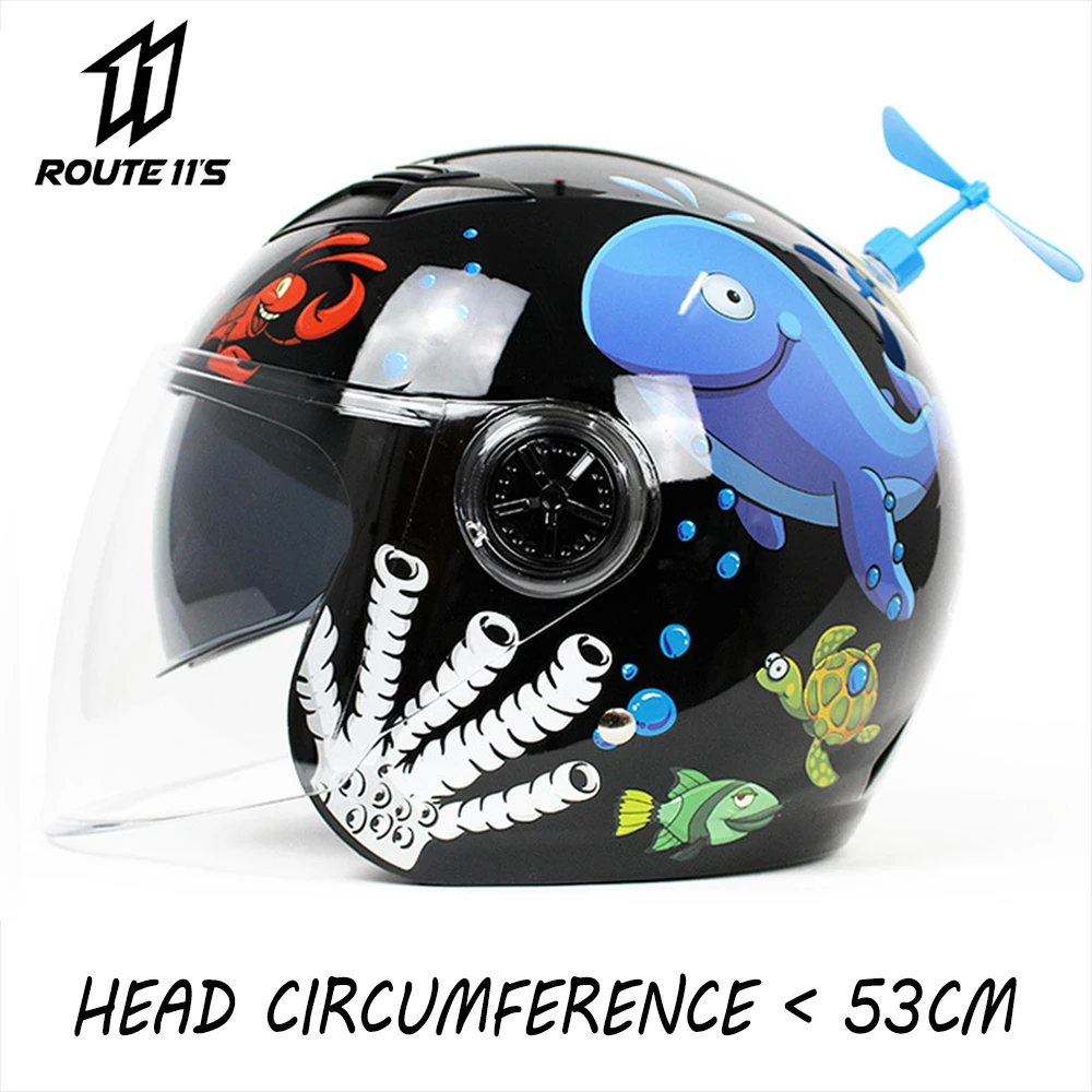 

HNJ Children's Helmet Gray Battery Electric Motorcycle Boy Girl Baby Four Seasons Half Helmet Summer Helmet
