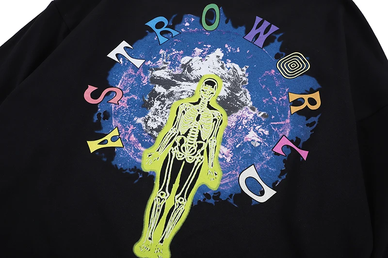 

Harajuku Astroworld Long Sleeve Sweatshirt Men and Women Black Crewneck Loose Casual Hoodies Oversize Letter Print Hoody