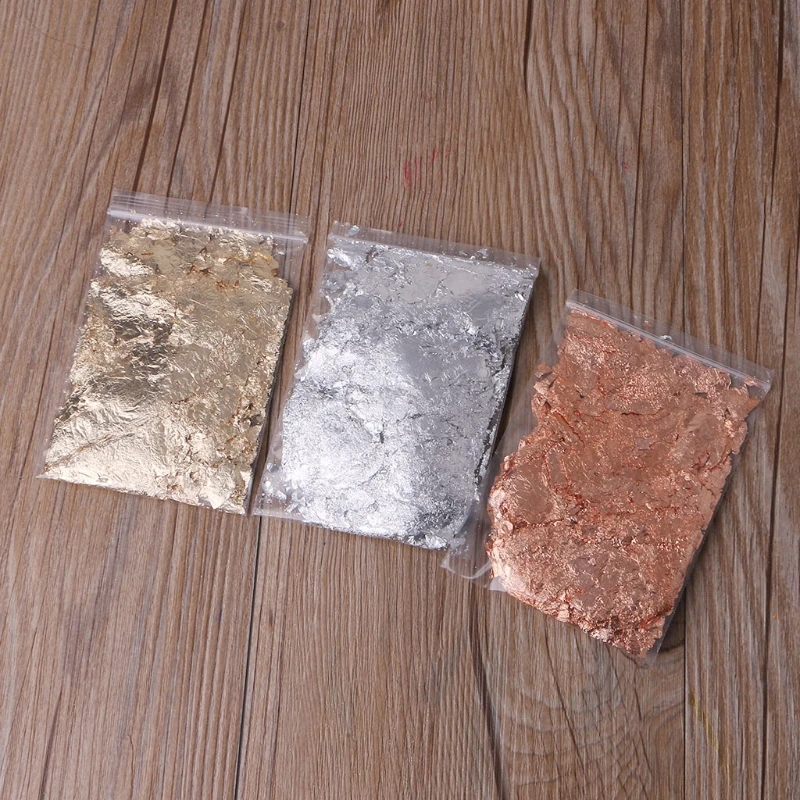 

Metallic Foil Flakes Set for Slime and Resin Jewelry Making Metal Leaf for Nails Painting Crafts with Imitation Gold