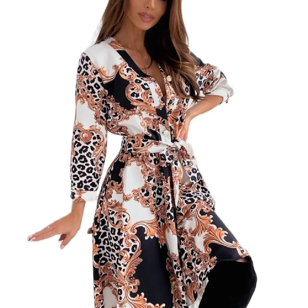 

2021 New Style Factory Price Autumn And Winter High Quality Hot Sale Ladies Fashion Long-Sleeved Printed Dress