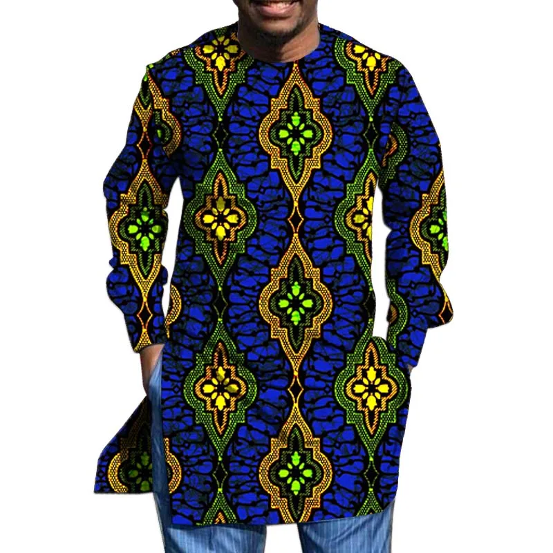 Уникальный дизайн с принтом Мужская рубашка длинным рукавом в африканском стиле