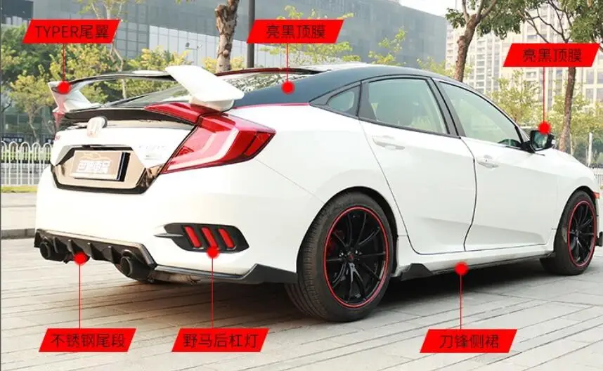 3 шт./компл. ABS черный передний бампер для губ Диффузор для Honda Civic