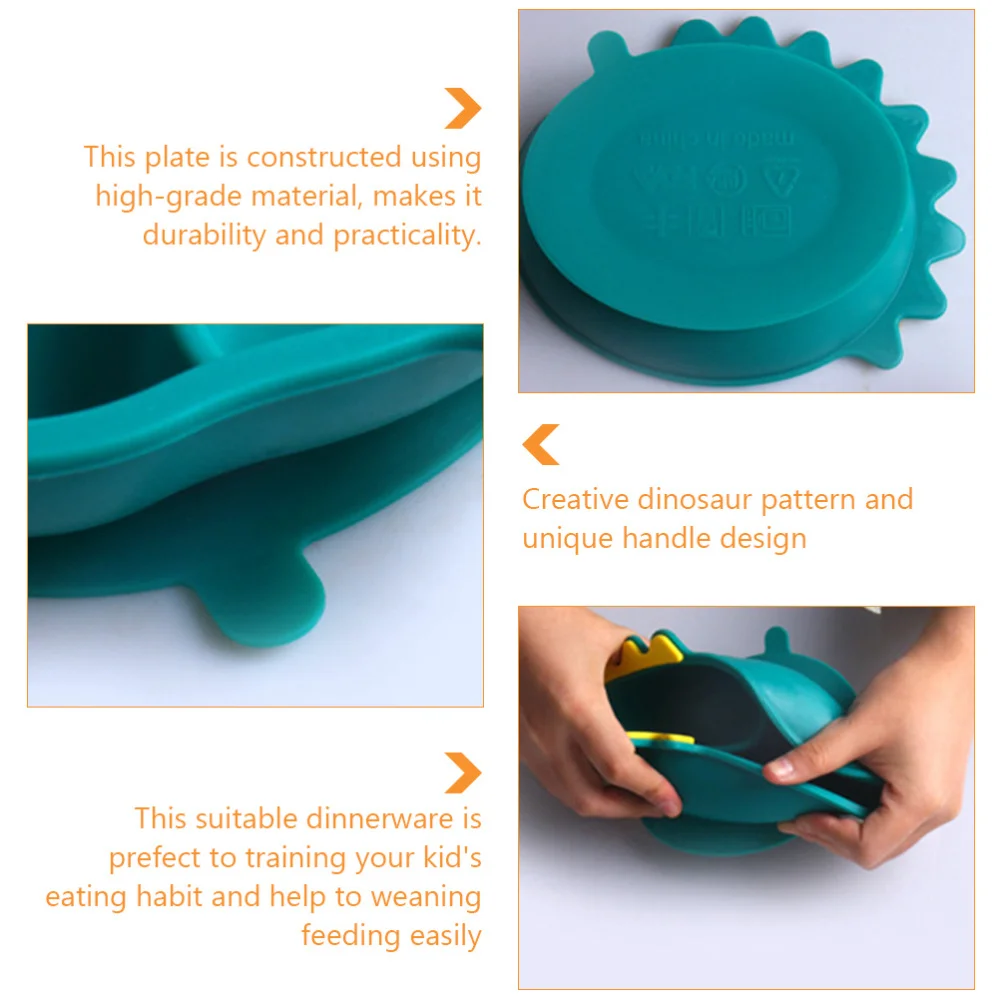 

Silicone Infant Eating Plate Kid Dinnerware Baby Feeding Bowl with Straw Sucker