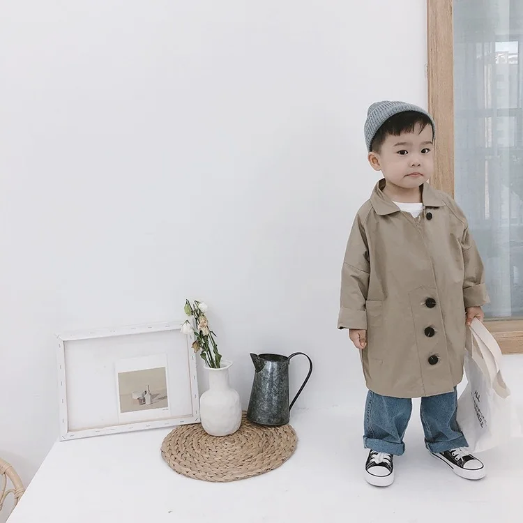 Осенний модный Тренч в Корейском стиле большого размера для мальчиков