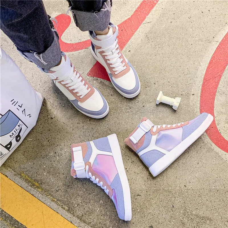 Кроссовки женские на толстом каблуке брендовые модные сникерсы с лазерным