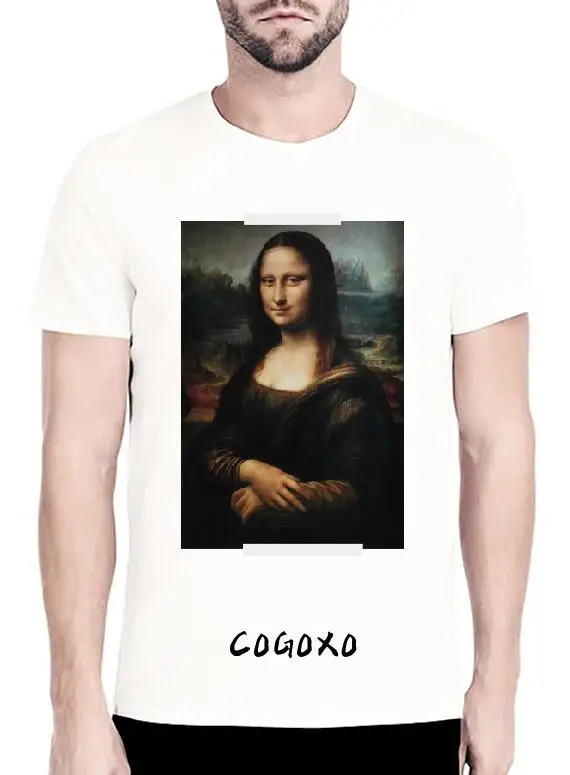 COGOXO летние хлопковые футболки с изображением костюмы мужской Slim Fit Футболка