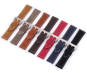Available from stock frosted cow leather watch strap high-end handmade thick thread original buckle 18-24mm