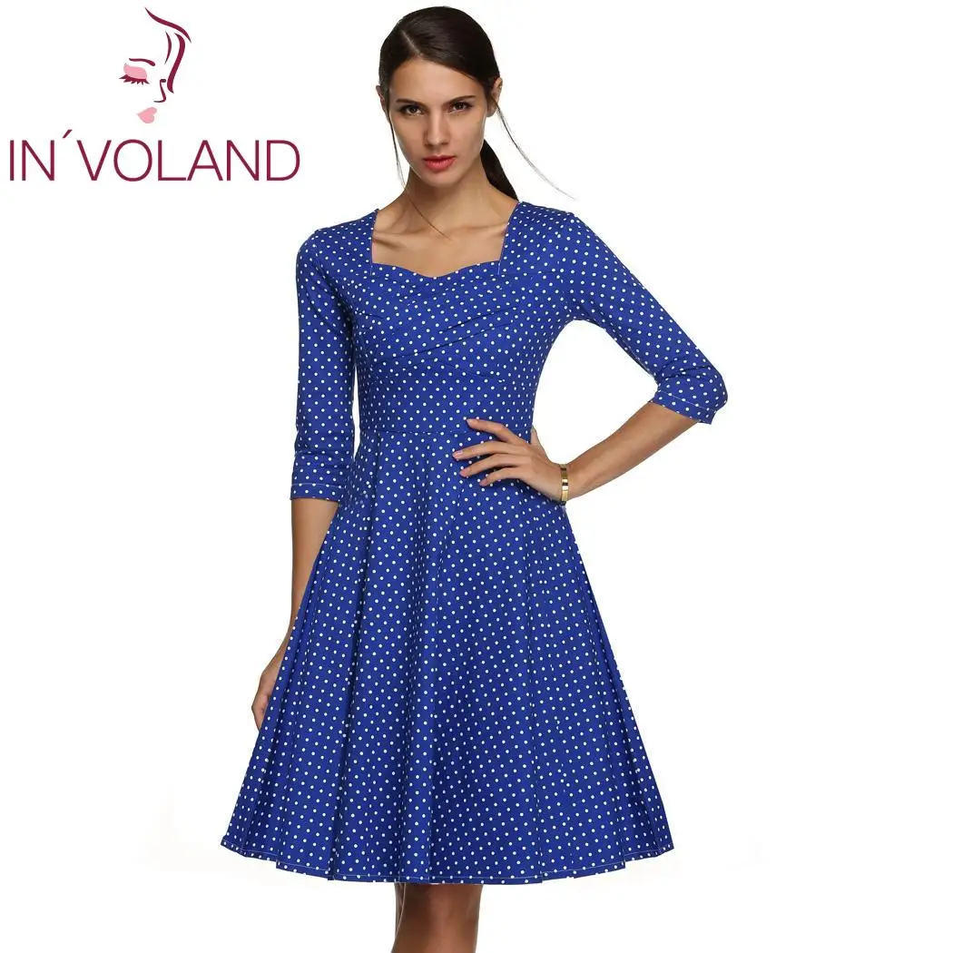 Женское винтажное элегантное платье Повседневные Вечерние платья в горошек с