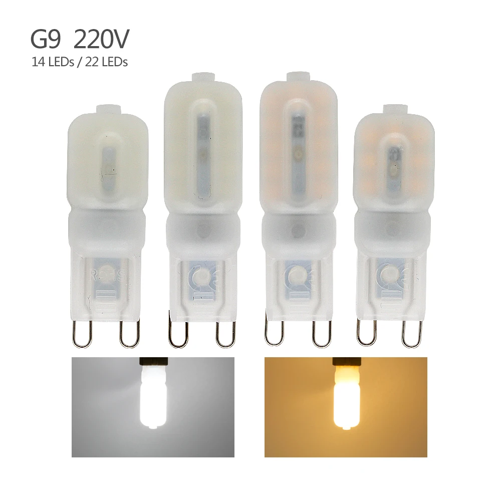 2 шт./лот G9 светодиодные лампы 5 Вт 3 молочного цвета SMD 2835 мини для хрустальной