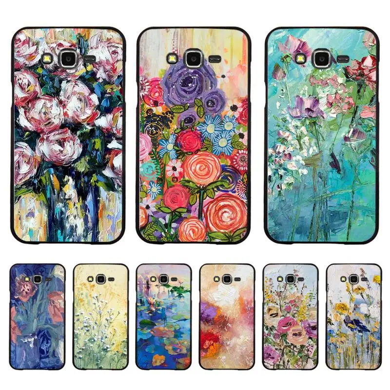 

Boho Flower Art Abstract oil painting Phone Case For Samsung Galaxy J 4plus J6 J5 J72016 J7prime cover for J7Core J6plus