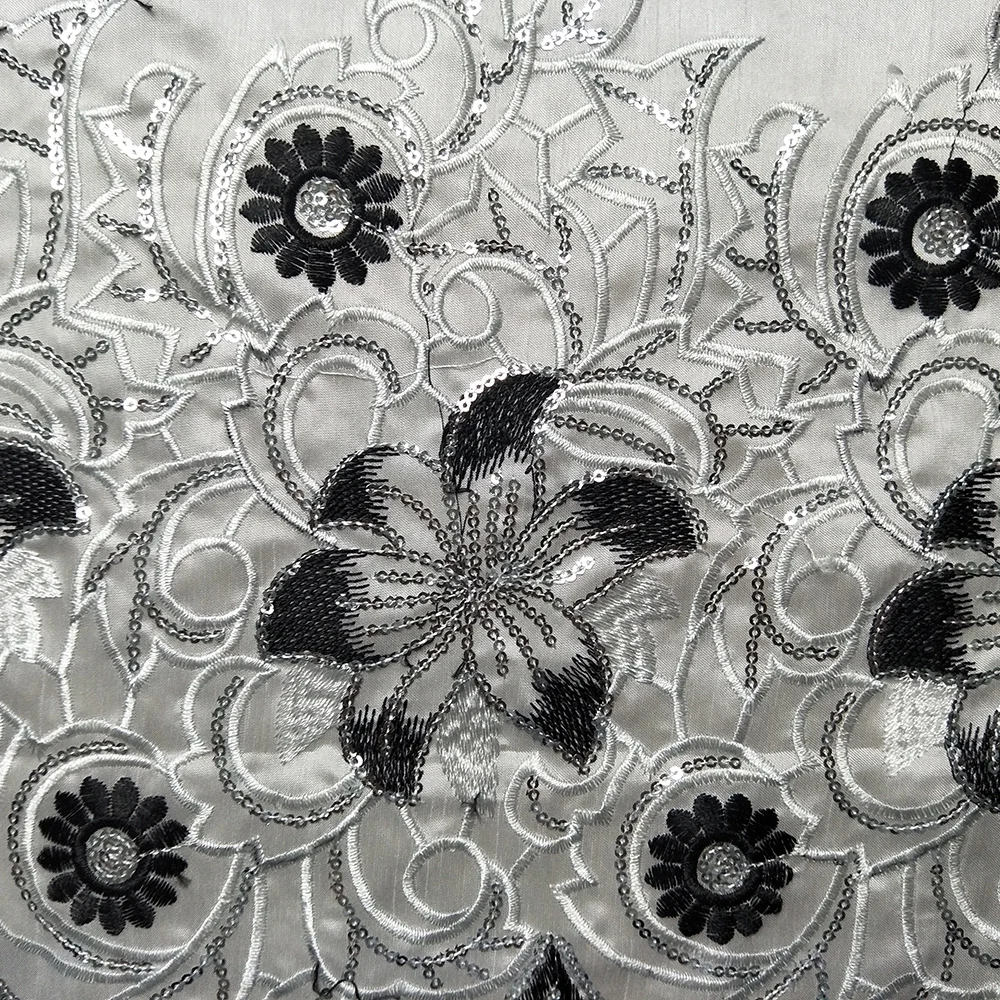 Кружевная ткань с пайетками белого и черного цвета африканская кружевная 2020