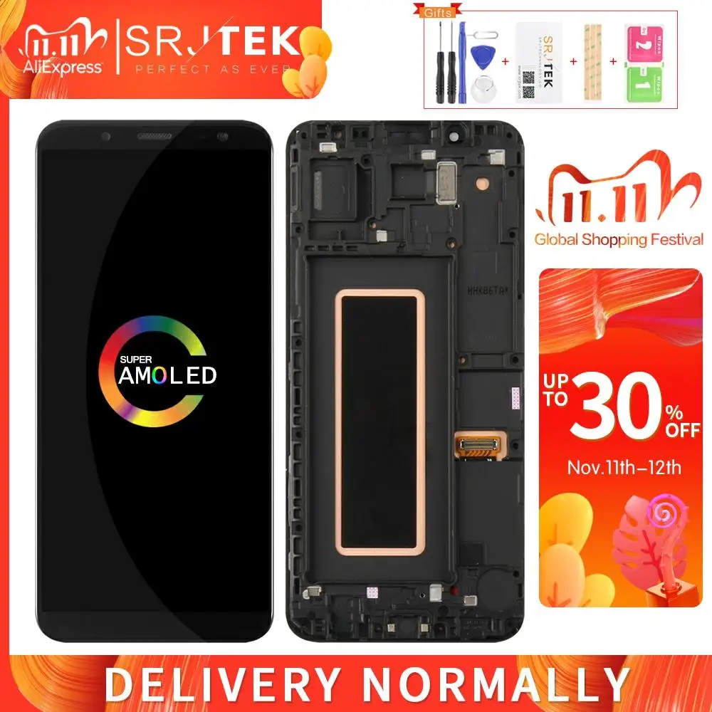 Srjtek для Samsung Galaxy J6 2018 сенсорный дисплей J600 экран дигитайзер панель в сборе с