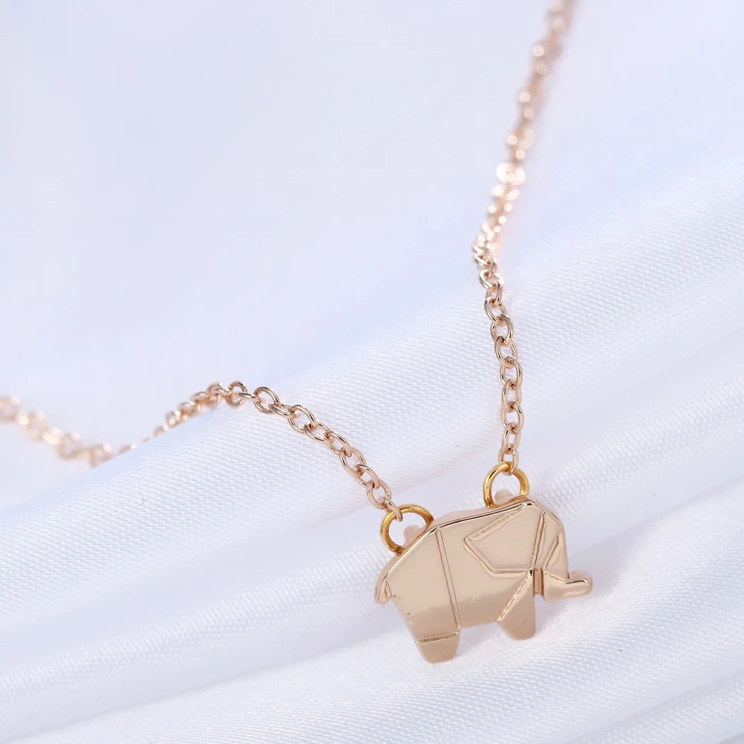 

Simple Animal Necklace Fashion Cute Elephant Alloy Origami Pendant Necklace Women Foreign Trade Jewelry Accessories WomenDXXL002