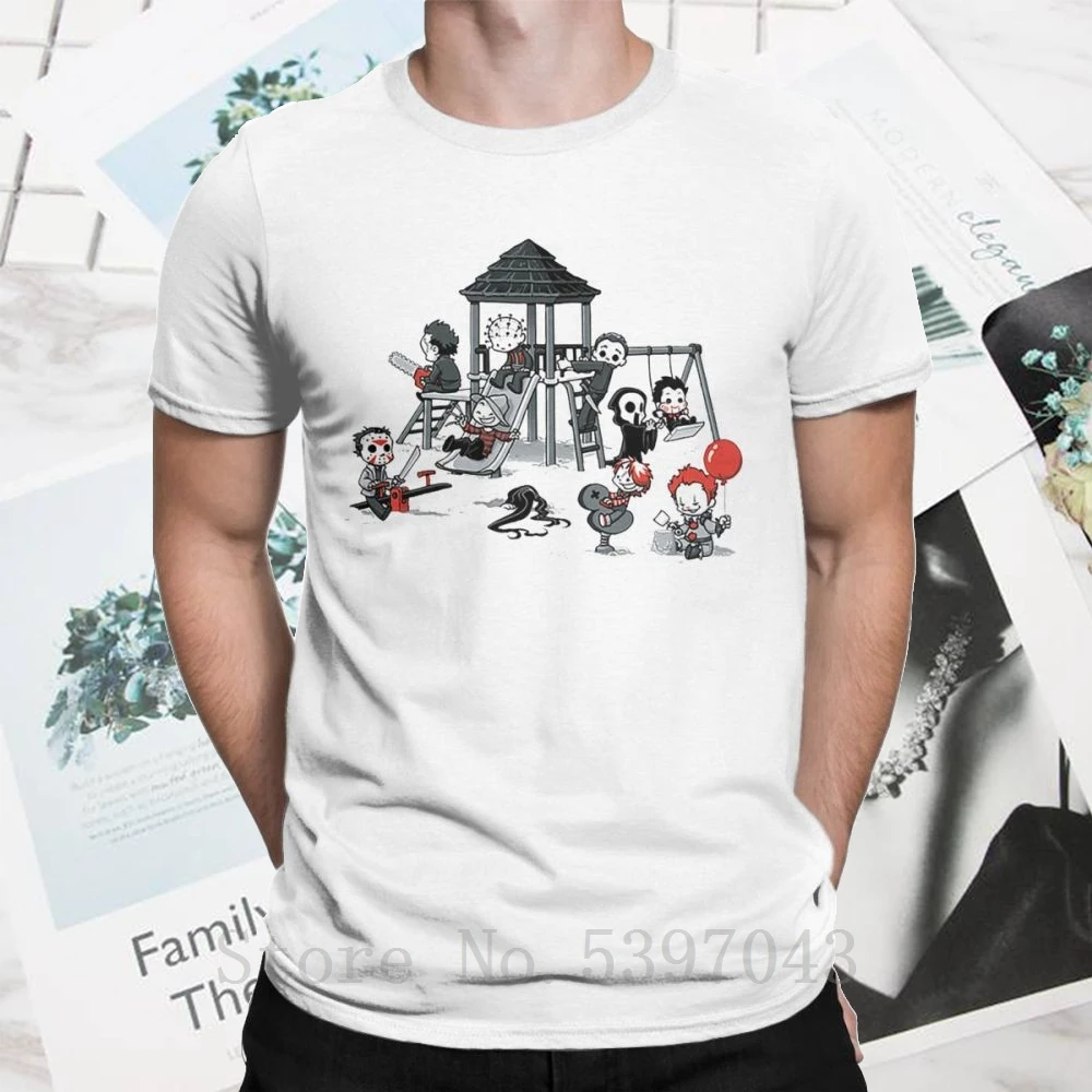 Men's Horror Park 100% Cotton Jason Friday 13th Halloween T Shirts Scary Creepy Plus Size Funny Tees Shirt Short Sleeve| |