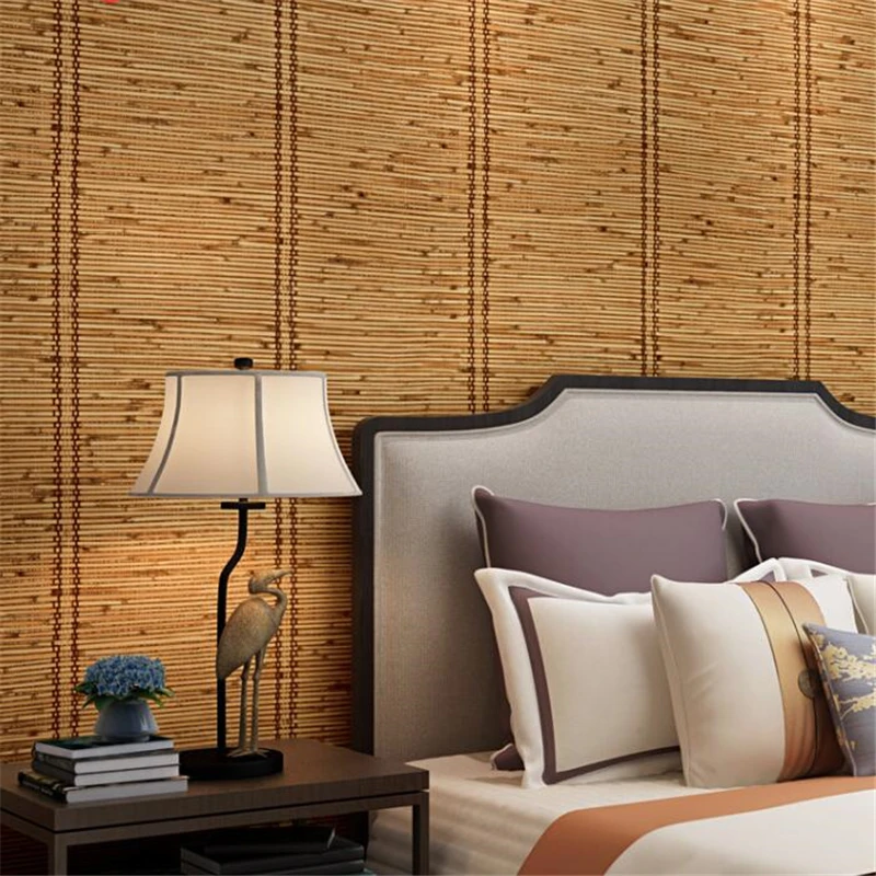 wellyu  3D Japanese style straw wallpaper and style tatami bedroom study Chinese style teahouse simulation bamboo wallpaper