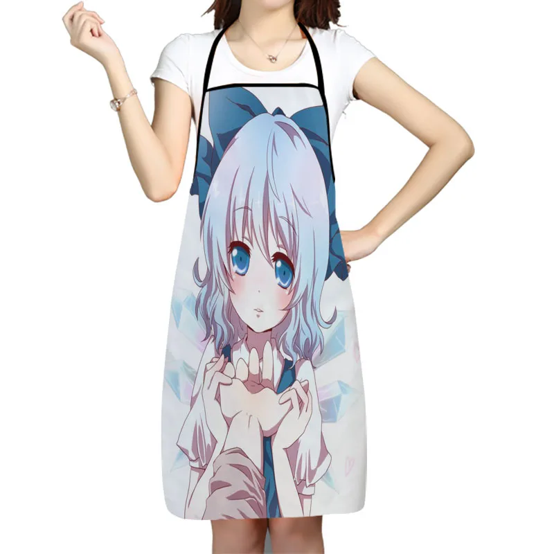 

Cirno Touhou Anime Pattern Oxford Fabric Apron For Men Women Bibs Home Cooking Baking Cleaning Aprons Kitchen Accessory