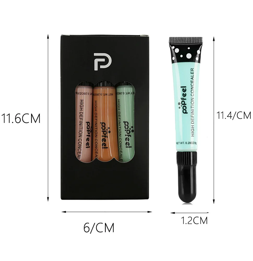 

POPFEEL 3PCS Pro Conceal HD Concealer, Pure Beige, 0.28 Ounce
