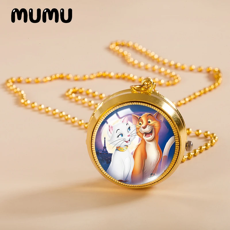 Новинка 2021 карманные часы аристократы ожерелье милые кошки золотой цвет