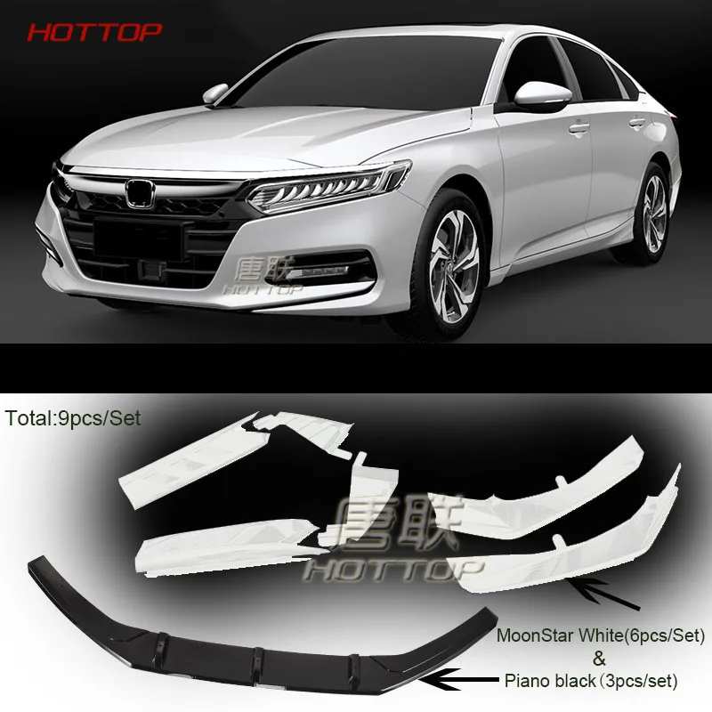 Гоночный автомобиль передний бампер спойлер протектор для Honda Accord 10th спереди и сзади 6 шт. стайлинга автомобилей - Цвет: Black White 9pcs