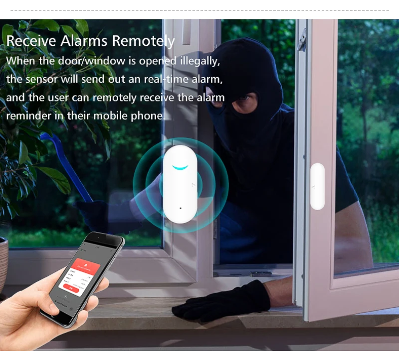 

Tuya Smart WiFi Door Sensor Door Open / Closed Detectors Wifi Home Alarm Compatible With Alexa Google Home Tuya APP