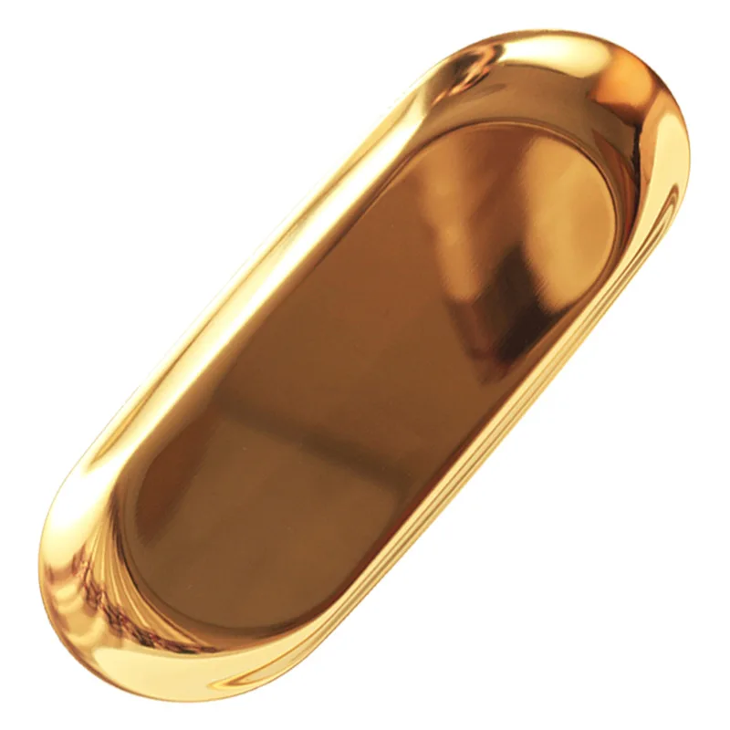 

Metal Storage Tray Gold Oval Stainless Steel Dessert Tray Fruit Plate Items Jewelry Display Tray Mirror Strorage Accessories