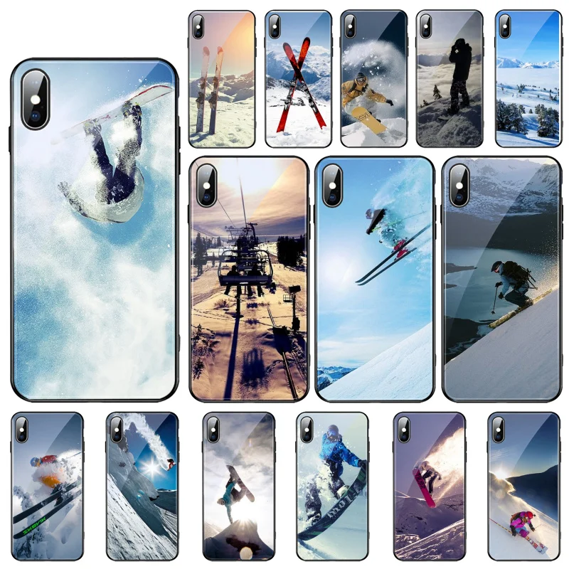 

Snow Die Ski Snowboard Sport Glass phone case For iphone 13 Pro Max For iphone 12 11 Pro Max XS XR X 8 7 Plus SE2 Case