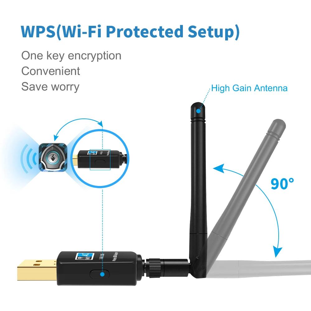 TEROW 600Mbps USB WiFi Adapter/Receiver Dual Band 5.8GHz+2.4GHz USB2.0 High Speed 2dBi Antenna RTL8811CU for Laptop and Desktop |