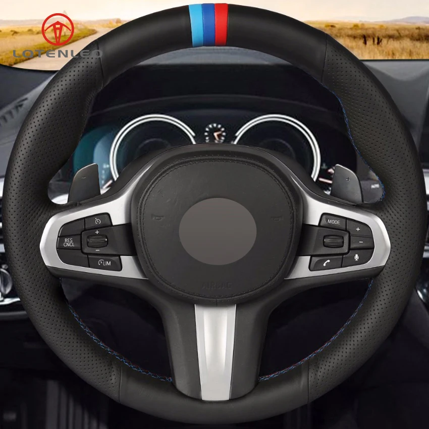 Черный чехол на руль LQTENLEO из натуральной кожи для BMW M Sport G30 G31 G32 G20 G21 G12 G14 G15 G16 X3 G01 X4