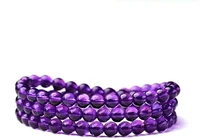 natural purple amethyst quartz bracelet 3 laps woman 6mm crystal round beads amethyst healing stone aaaaa