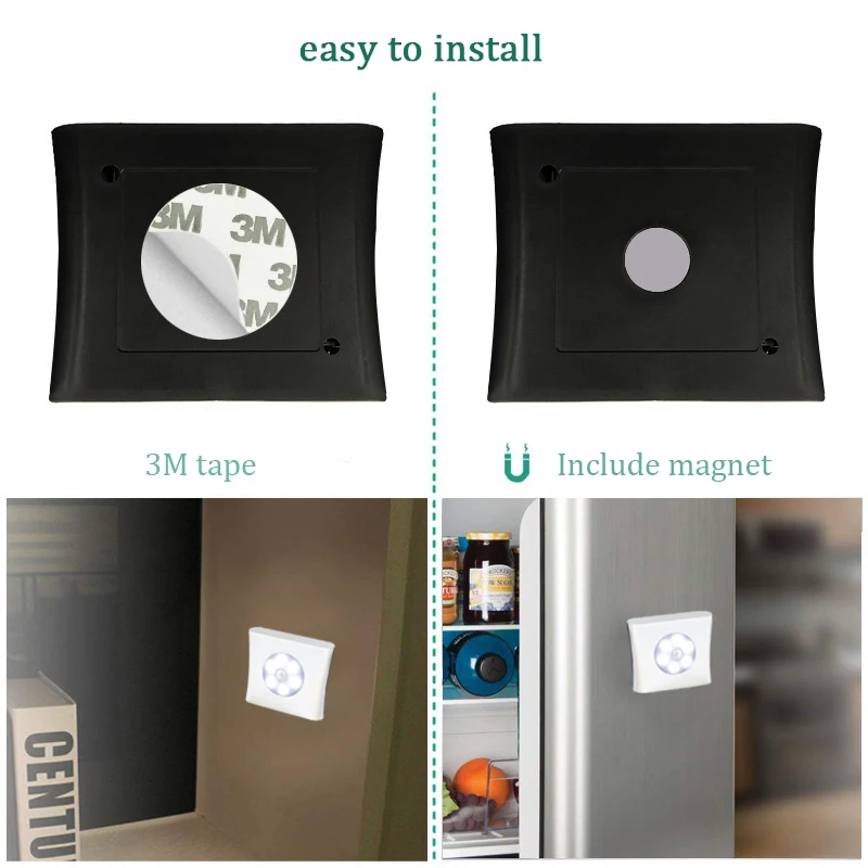 Квадратный 6LED PIR датчик движения свет светодиодный ночник для шкафа Прихожая