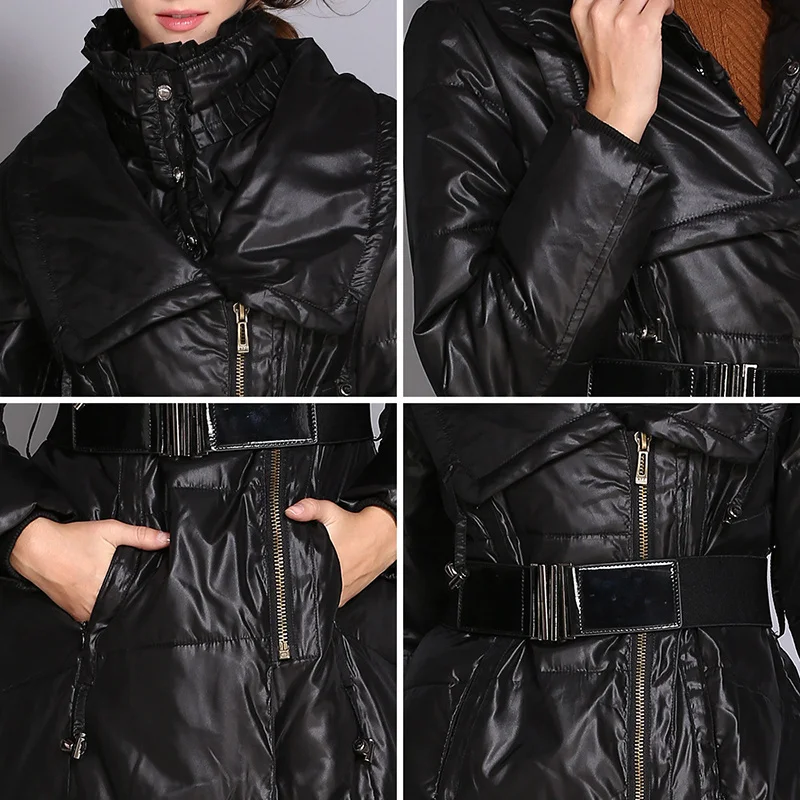 

Winter Jacket Women 2020 European and American Trend Solid Color Mid-length Down Padded Jacket Warm Woman Parkas Cotton Coat