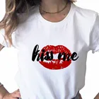 Женская футболка с надписью Kiss Me, Повседневная Базовая белая футболка с круглым вырезом и коротким рукавом, Прямая поставка