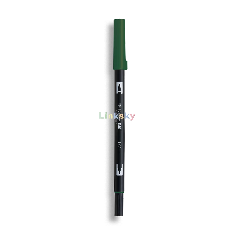 Ручки-кисточки Tombow с надписью и двумя кисточками зеленые акварельные