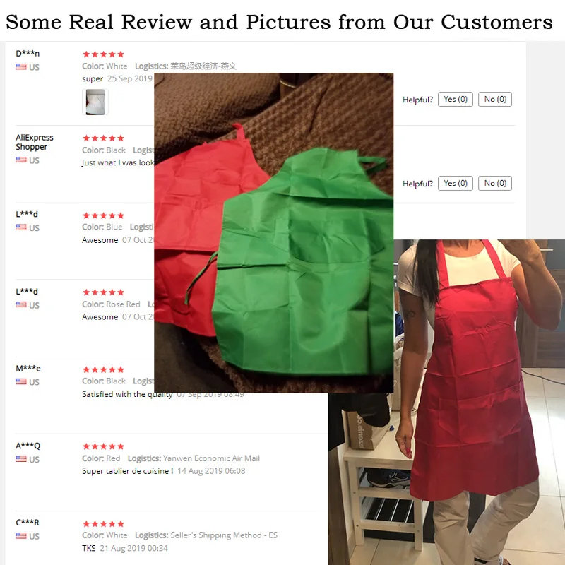 Кухонный Фартук однотонный с двумя карманами из хлопка и полиэстера для уборки