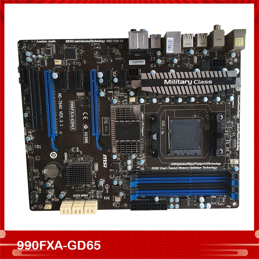 

Оригинальная настольная материнская плата для MSI для 990FXA-GD65 MS-7640 AM3 + PCIE3.0 DDR3, полностью протестирована, хорошее качество