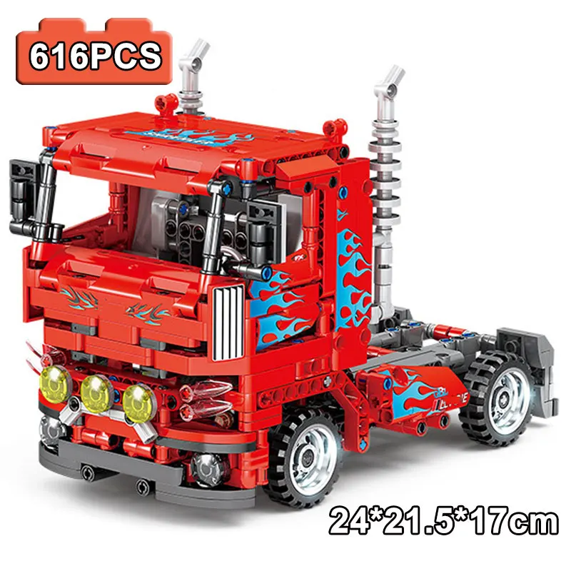 

616 Piece Bricks Heavy Trailer Truck Car City Model Building Blocks Boy Birthday Gift Kids Toys For Children