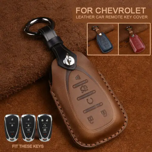 

Leather Remote Key Cover Case For Chevrolet Blazer Bolt Camaro Cruze Equinox Malibu Sonic Spark Traverse Trax Volt accessories