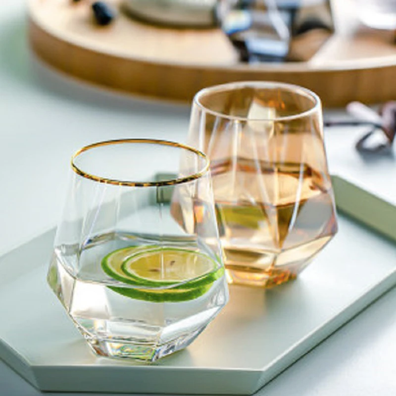 

Geometry Whiskey Glass Diamond Crystal Glass Cup Coffee Milk Tea Mug Home