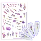 Новинка 2022, клейкие 3D наклейки для ногтей, фиолетовые Лавандовые цветы, наклейки для ногтей, Слайдеры для ногтей, маникюрные декорации, аксессуары