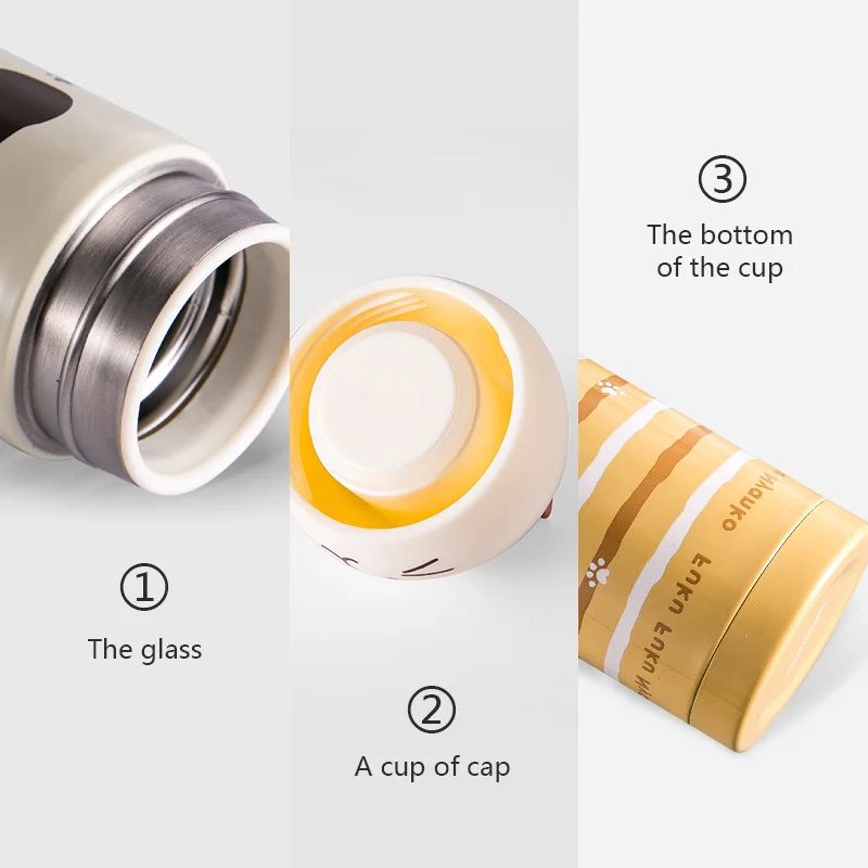 FISSMAN мультфильм Кот 250 мл Вакуумная бутылка двойная стена нержавеющая сталь для